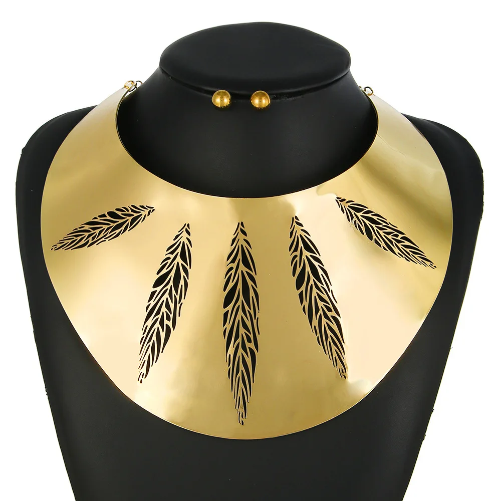 Liffly Brand Indian Jewelry Statement Necklaces for Women Choker Big Necklace Earrings Bracelet African Wedding Jewelry Set