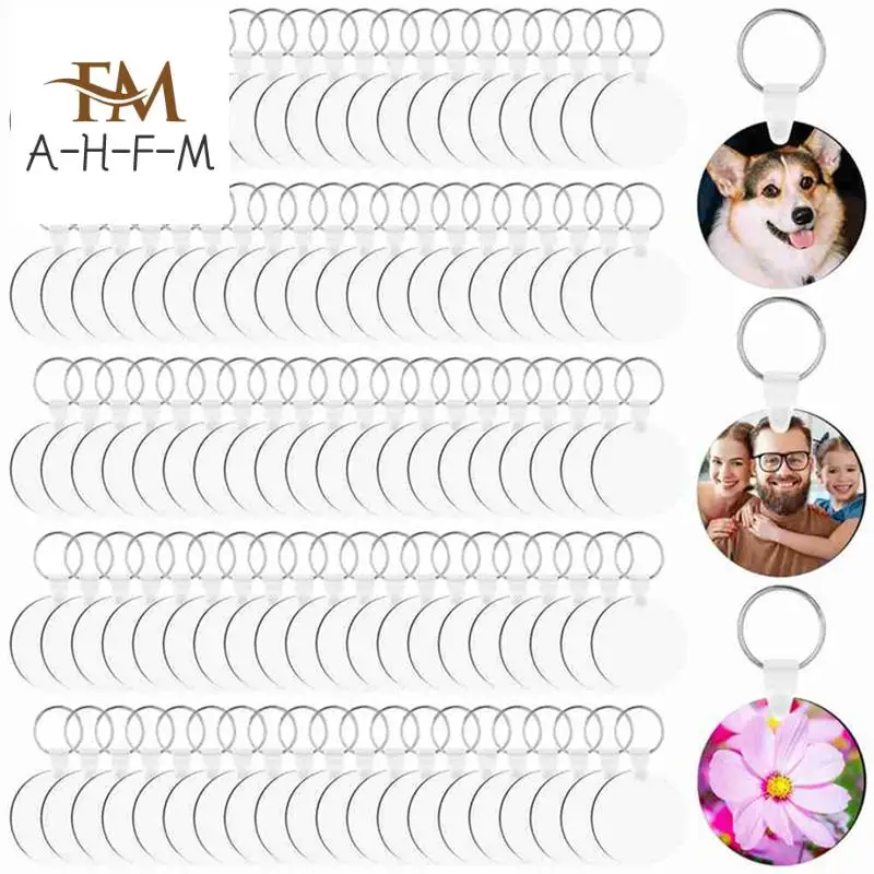 

300 Pcs Sublimation Keychain Blanks Bulk Double Side Heat Transfer Sublimation MDF Blank Set With Keychain Rings & Rings