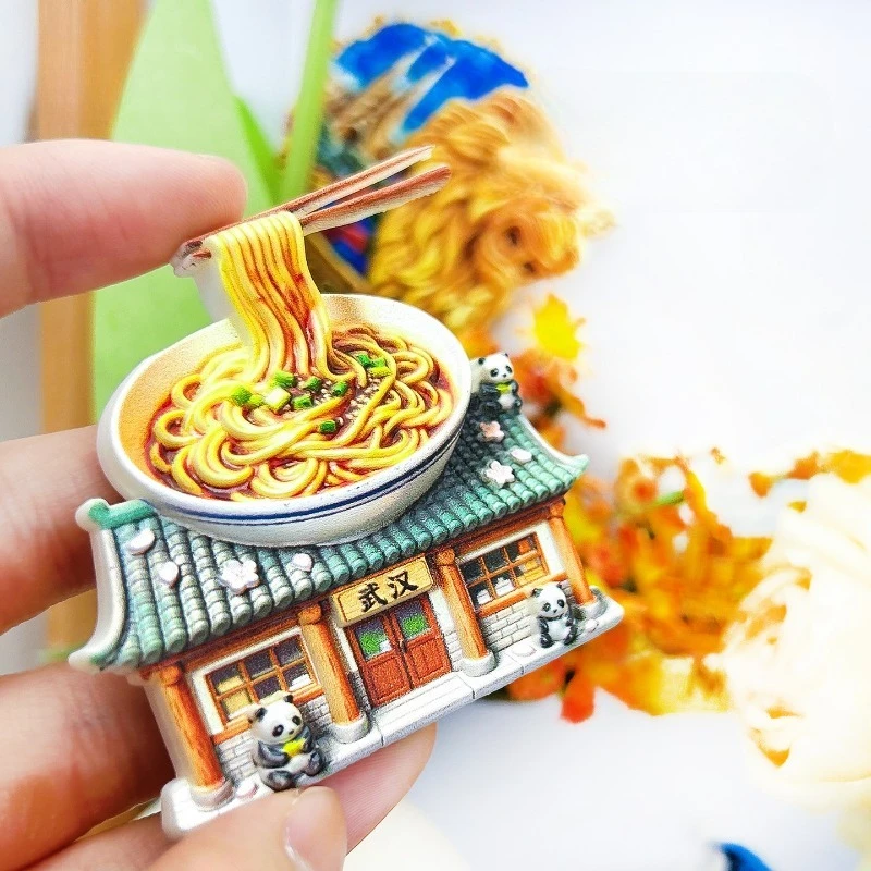 Wuhan China Fridge Magnet - Iconic 3D Noodle Bowl Souvenir Unique City & Food Gift for Travel & Local Kitchen Decor