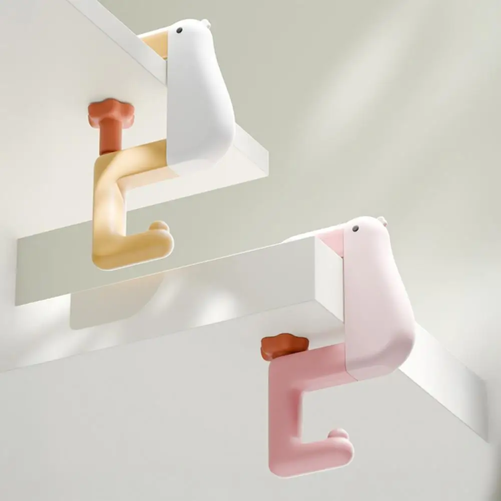 Duck Shaped Bag Hanger Desk Hook for Schoolbags Adjustable Duck Desk Clamp Hook with Protective Rubber Pad Heavy Duty Foldable