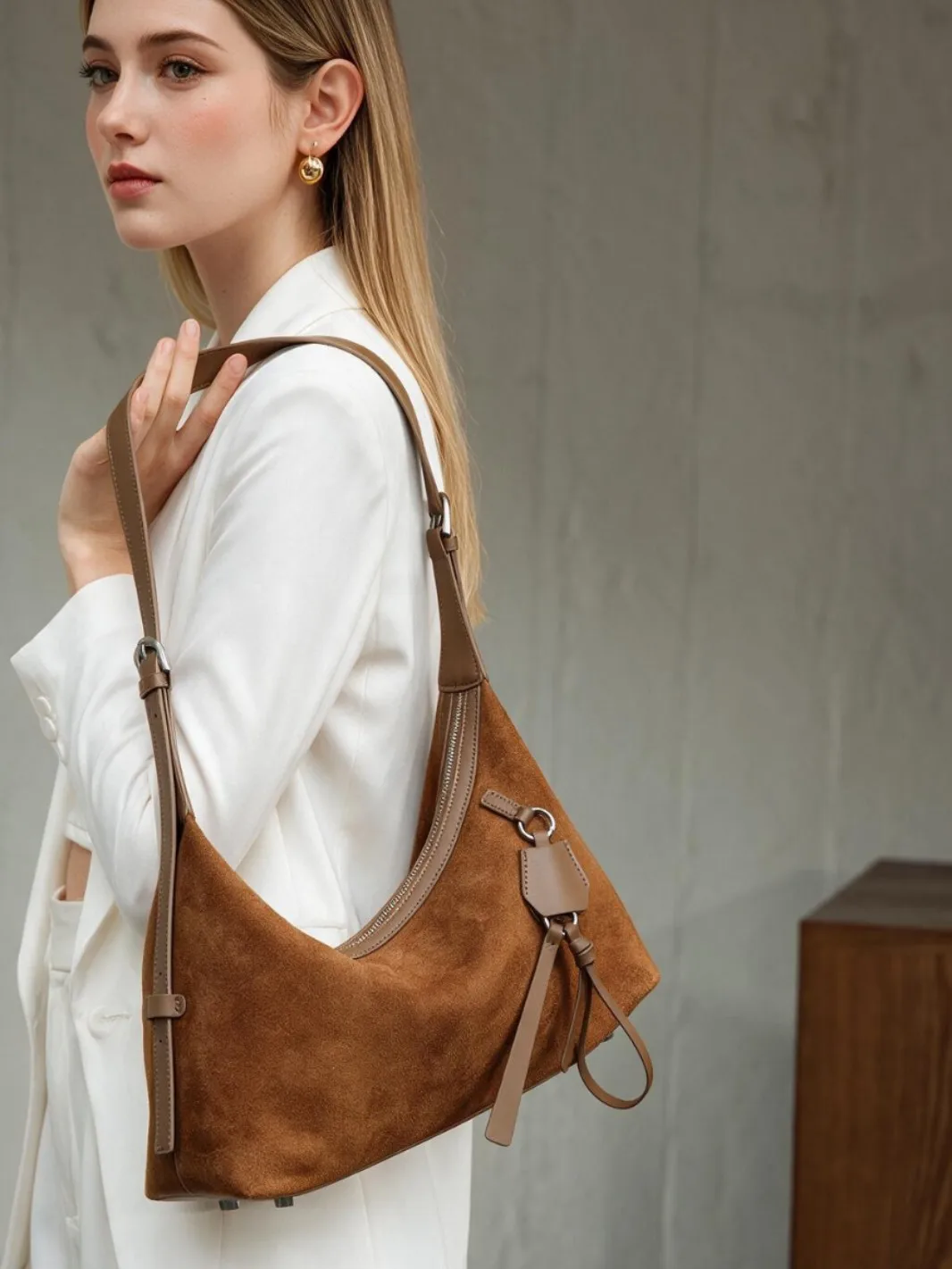 Autumn Winter Cross-border Frosted Cowhide Underarm Bag Large Capacity Retro Commuter Tote Bag Single Shoulder Genuine Leather W