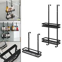Black Over The Door Organizer Hanging Bath Shelf Door Back Nail-free Rack