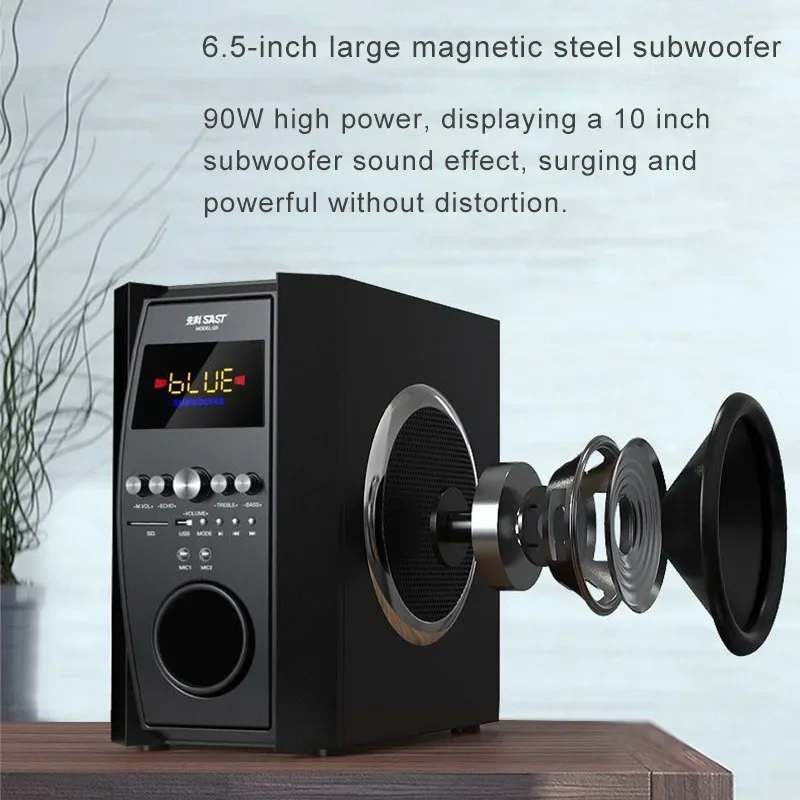 90W High Power Desktop Speaker Home Theater System Computer TV Audio HIFI Surround Stereo Family Karaoke Subwoofer Bluetooth