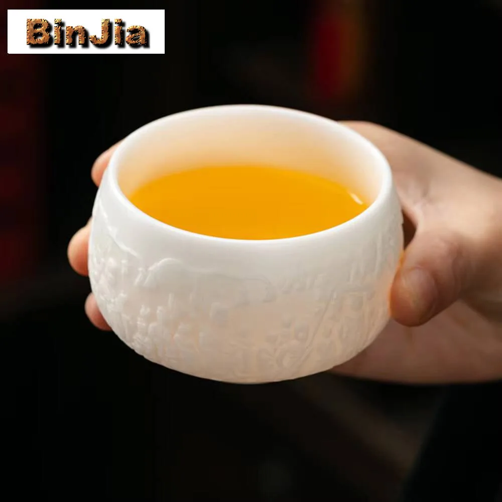 170 مللي الراقية الجليد البذور اليشم الخزف فنجان الشاي الإغاثة دونهوانغ بوذا ماستر كوب الشخصية تشازان تذوق وعاء الشاي الكونغ فو مجموعة #4