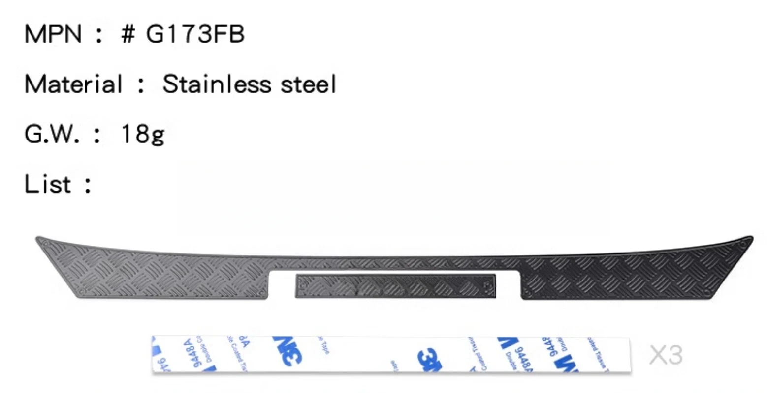 Stainless Steel Car Shell Rear Bumper Anti-slip Plate Decorative Sheet for 1/10 RC Crawler Car Traxxas SCX6 Wrangler DIY Parts