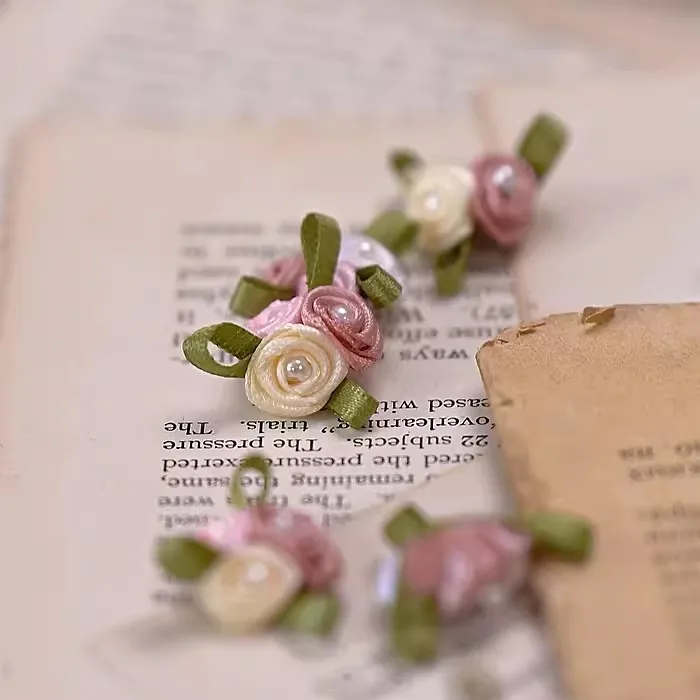 Ribbon Flower hand sewn three color flower clothing accessories headdress handmade DIY decal materials