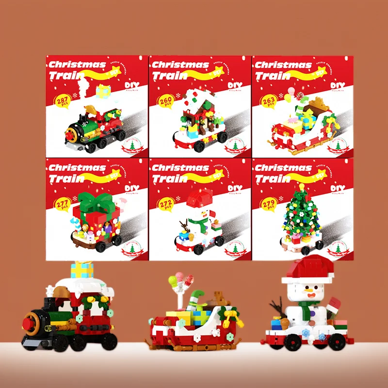 Christmas Gifts moc building blocks santa claus Micro Particle Building Blocks DIY Bricks Assembly Model toy for Children 6 year