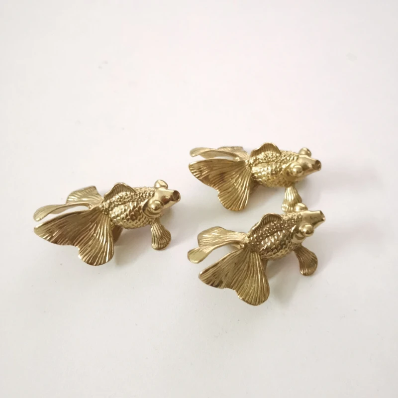 Luxury Brass Solid Furniture Handle, Pure Copper Animal Shape, Goldfish Gold Wardrobe, Dressing Table, Drawer Cabinet Handle
