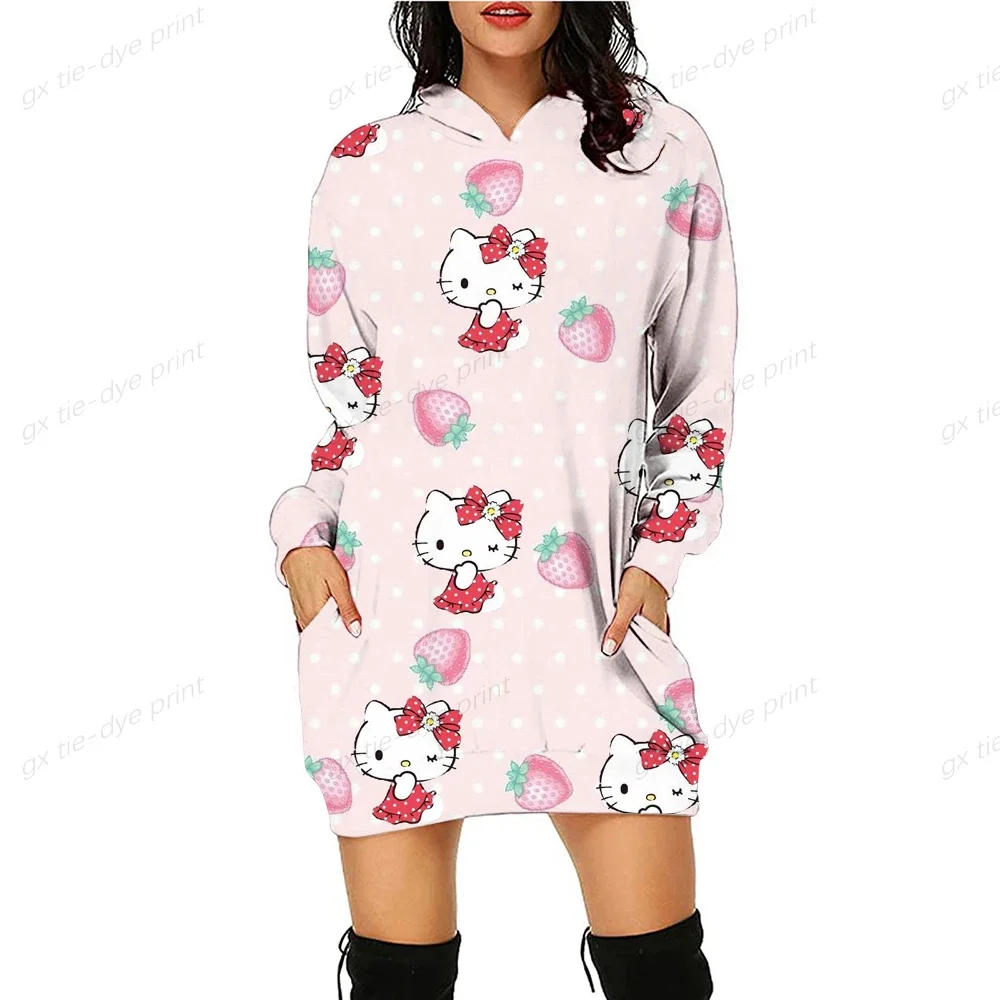 Original Design HELLO KITTY Hoodie Printed Anime Spice Hoodie Cartoon Top Versatile Sweatshirt Fashion Hoodie Dress Women