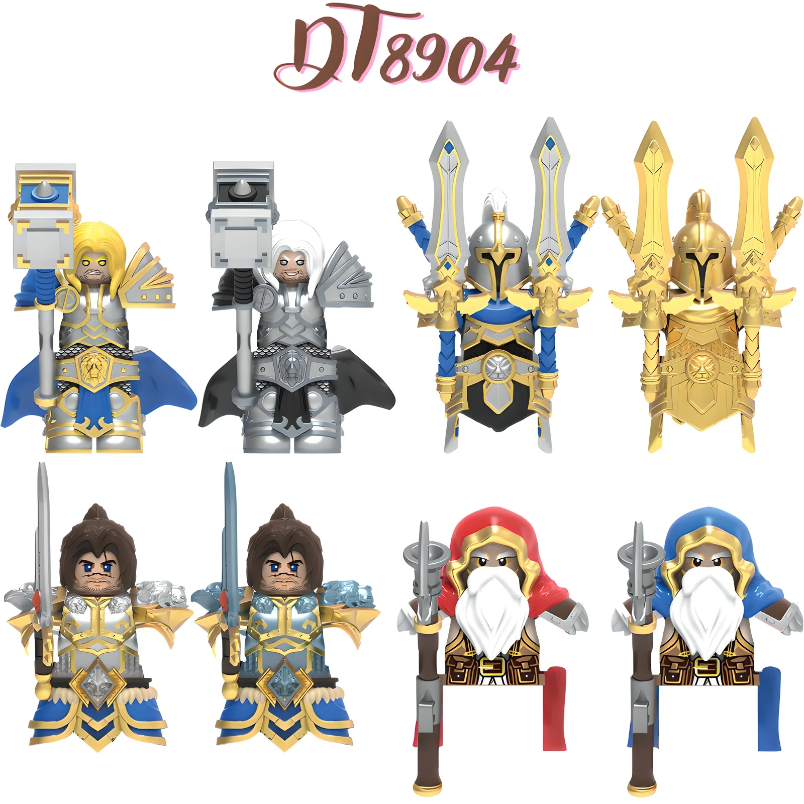

Строительные блоки воина-фэнтези DT8904, с персонажами как артас, 7-й легион, различья, карликовый гвинт, с подробной доспехами