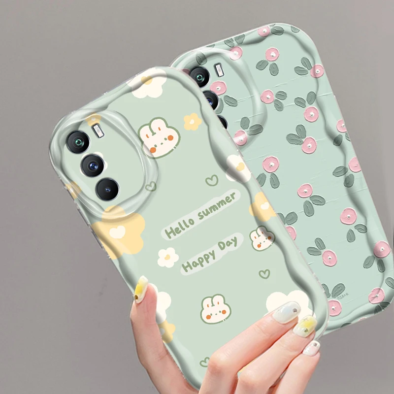 Green And Sweet Flowers For Xiaomi Mi 14 12 12T 11 Lite Poco M6 X6 X5 X4 X3 M3 F4 Pro GT NFC 5G Wave Oil Back Phone Case