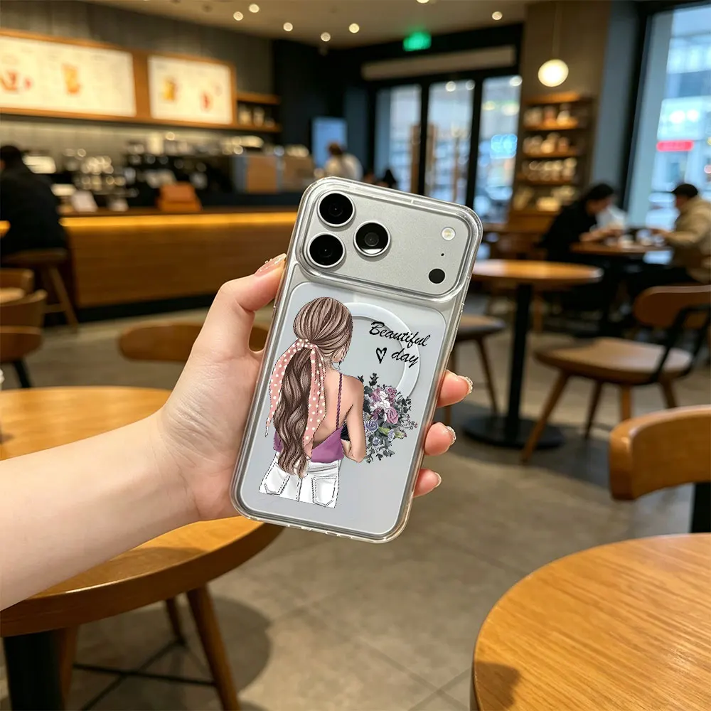 Girl Holding Flower In Hand Print Phone Case For iPhone 17 16 15 14 13 12 11 Pro Xs Max Plus Air Mini XR X 17e 16e Magsafe Cover view 3