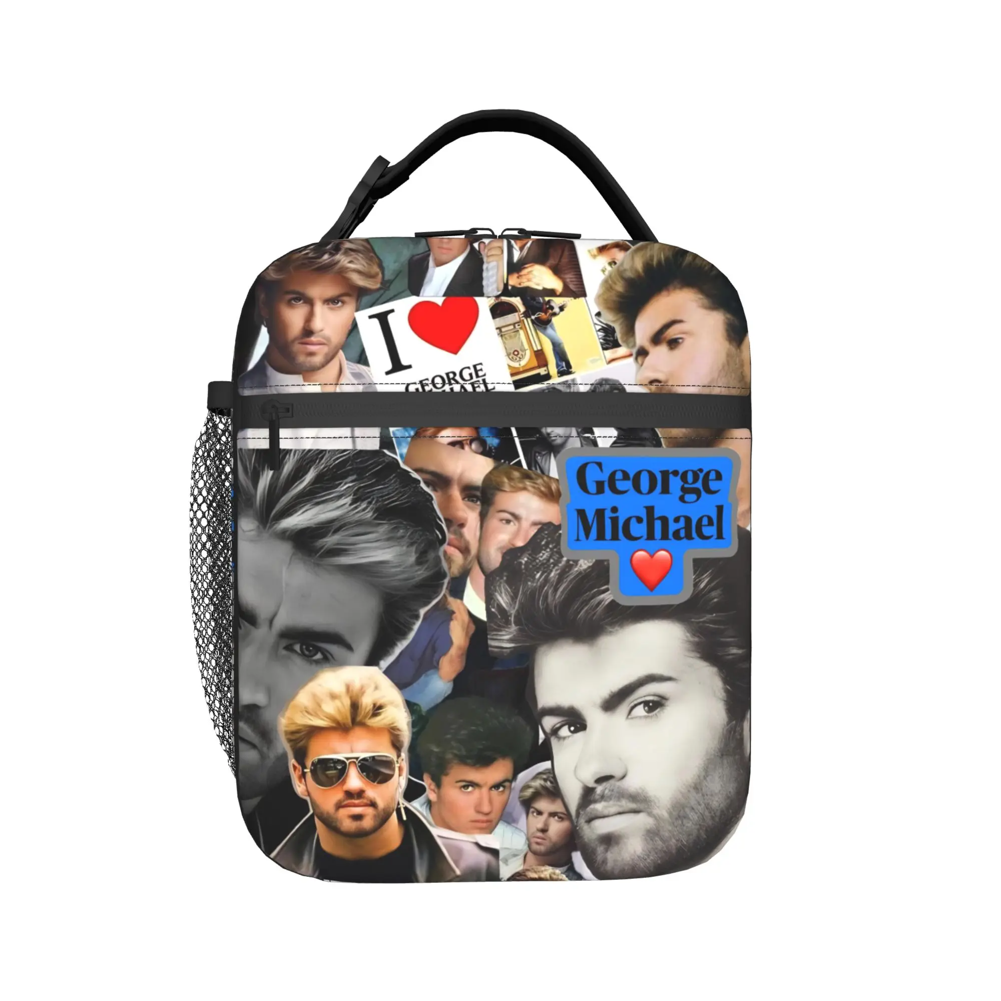 George Michael British Singer Lunch Bag Office Lunch Box For Women Tote Food Bags Oxford Portable Zipper Cooler Bag