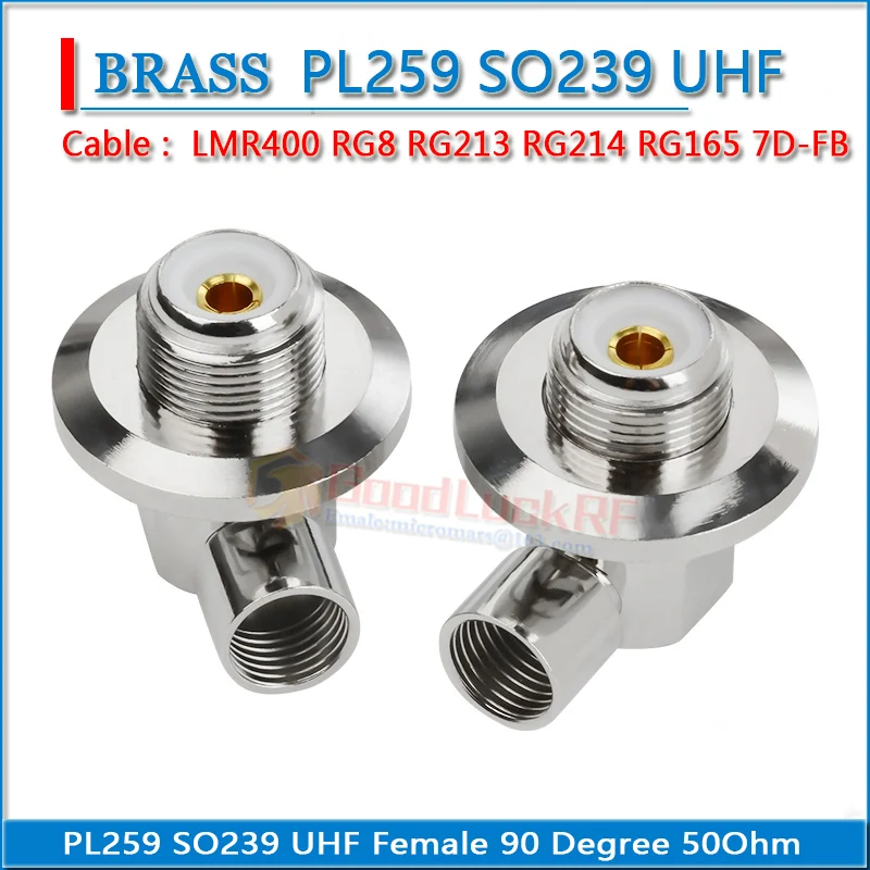 PL259 SO239 SL16 M UHF Female Washer Nut Bulkhead Panel Right Angle 90 Degree Clamp Solder LMR400 RG8 RG213 RG214 RG165 7D-FB