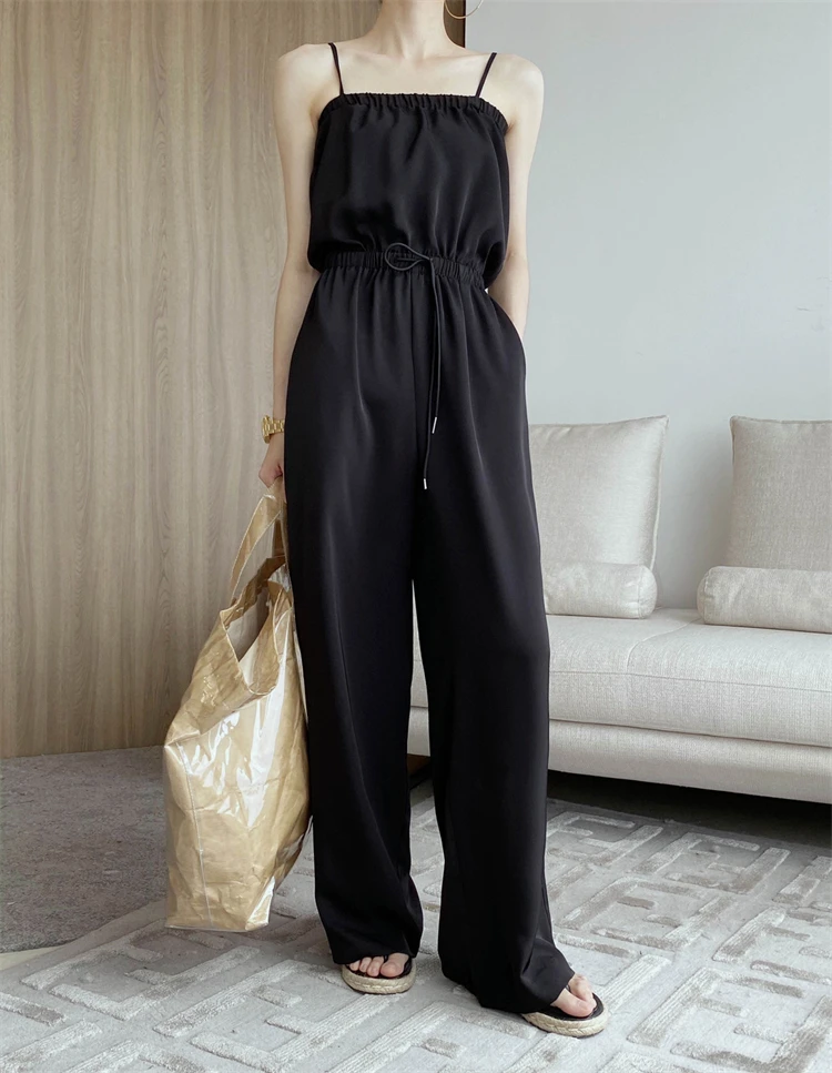 Faionable Sexy oulder Bared Strap Rer High Waist Wide Leg Pants Long Casual Trousers Ele Summer New High End Blogg...