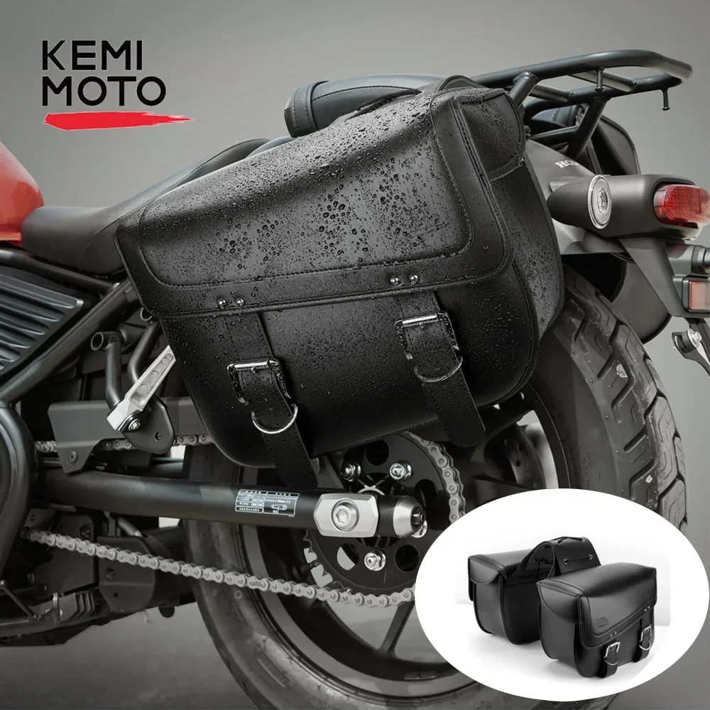 

Motorcycle Saddlebag Waterproof Side Luggage Bag PU Leather Universal For Sportster For Kawasaki Vulcan XVS650 Touring For Vstar