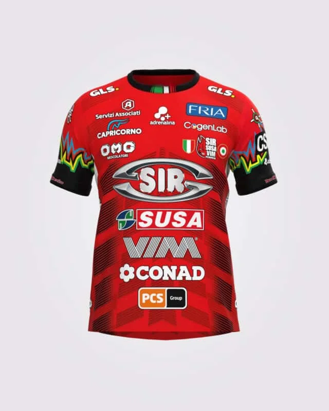 Sir Safety Perugia 2024-2025 ユニフォーム Sサイズ 2025 Camisas de vôlei masculinas e femininas, camisetas Sir Safety