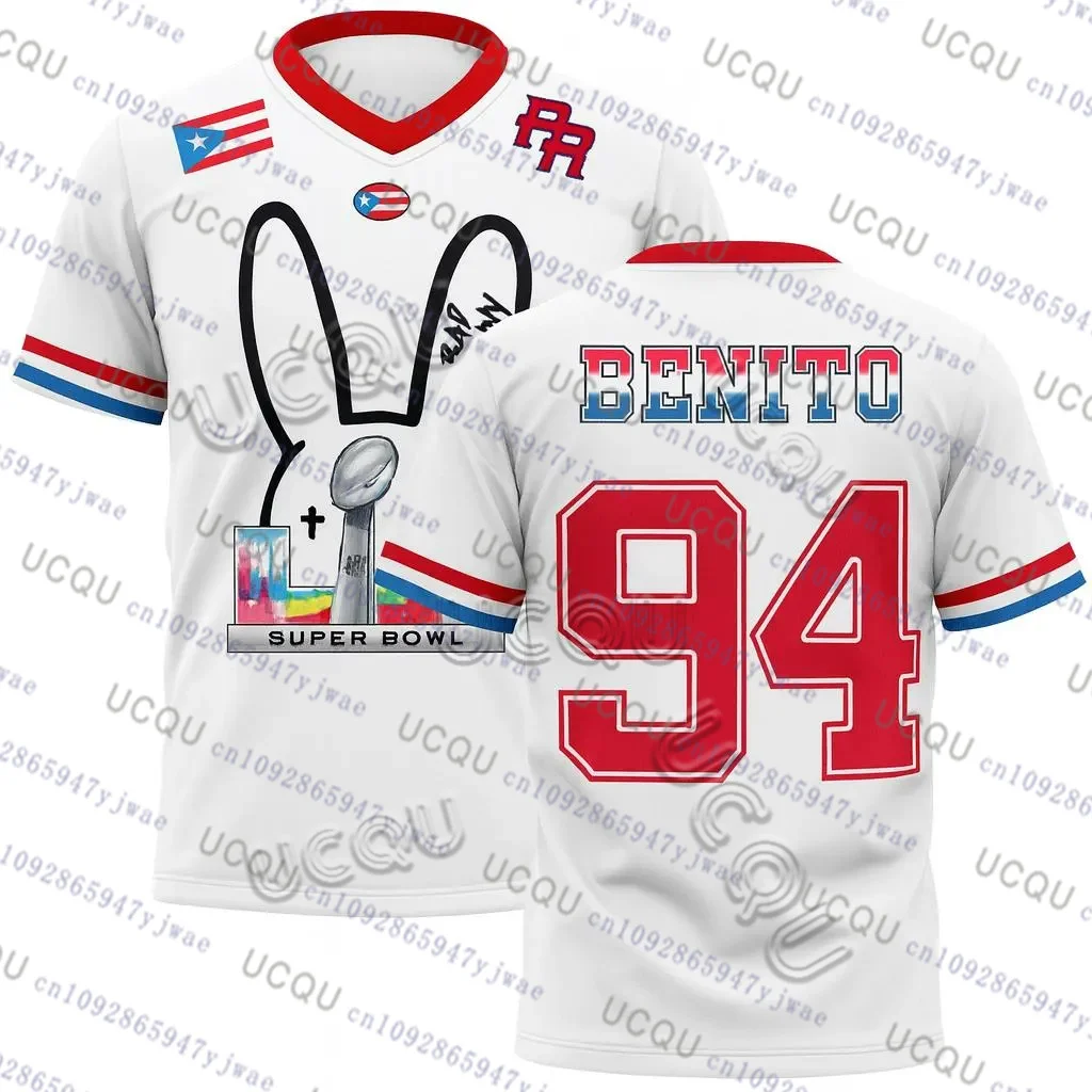Puerto Rico Team Benito No.94 Football Jersey Bad B-unny Rugby Tshirt Summer Breathable Trendy Unisex Sportwear Men's Clothing