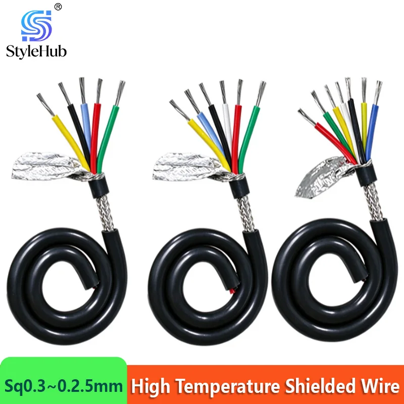1/5/10M High‑Temperature Silicone Shielded Cable Tinned Copper Multi‑Core Wire -60~200℃ Anti‑Interference Flexible Sq 0.3~2.5mm