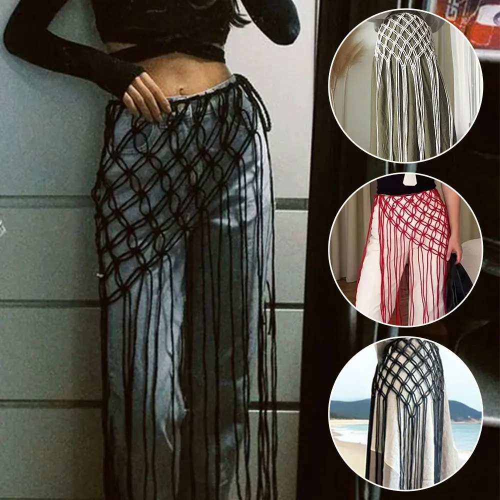 

Sexy Netted Fringe Waistband Handwoven Hollow Bikini Cover Up Wrap Belts Women Long Tassel Corset belt For Jeans Waistline
