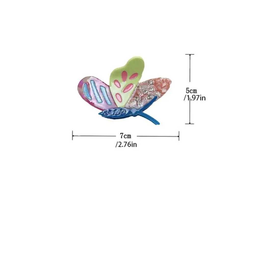 Klip rambut hewan kupu-kupu asetat cakar Elf asam asetat berlian imitasi kupu-kupu hiasan kepala warna-warni klip hiu besar harian
