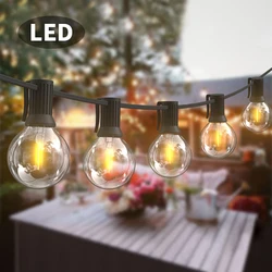 Plastik Led dize işık 9M 18M 36M G40 küre açık Garland işık sıcak beyaz Vintage ampul bahçe köy yeni yıl dekor için