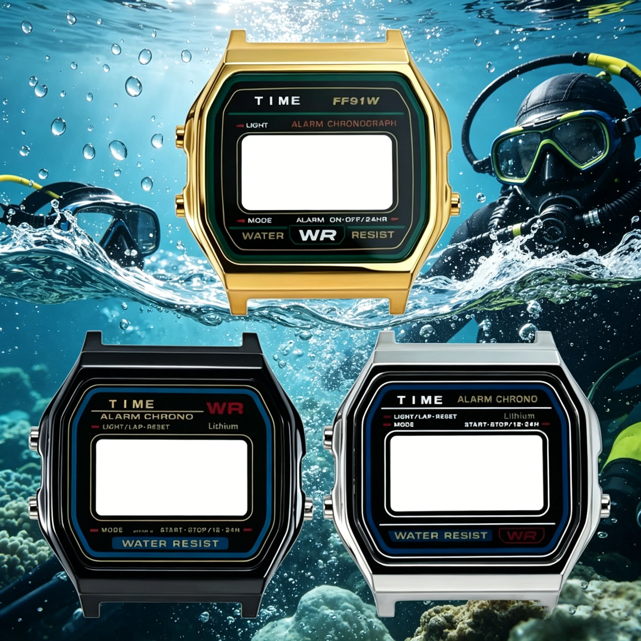 Strap Case Set for Casio Small Square A158 A159 A168 Modified Metal Stainless Steel strap Case Stainless Steel Case Accessories