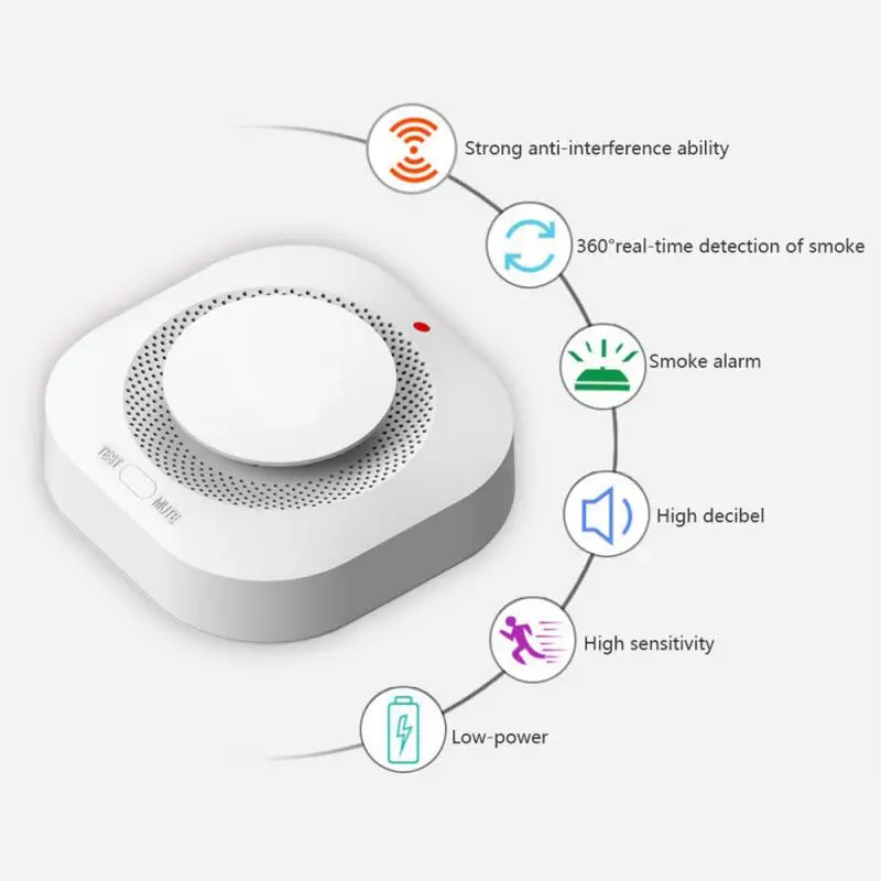 Tuya Smoke Detector Alarm WiFi Smart Fire Protection 90dB Smoke Alarm Sensor Home Security System Work With Tuya Smart Li