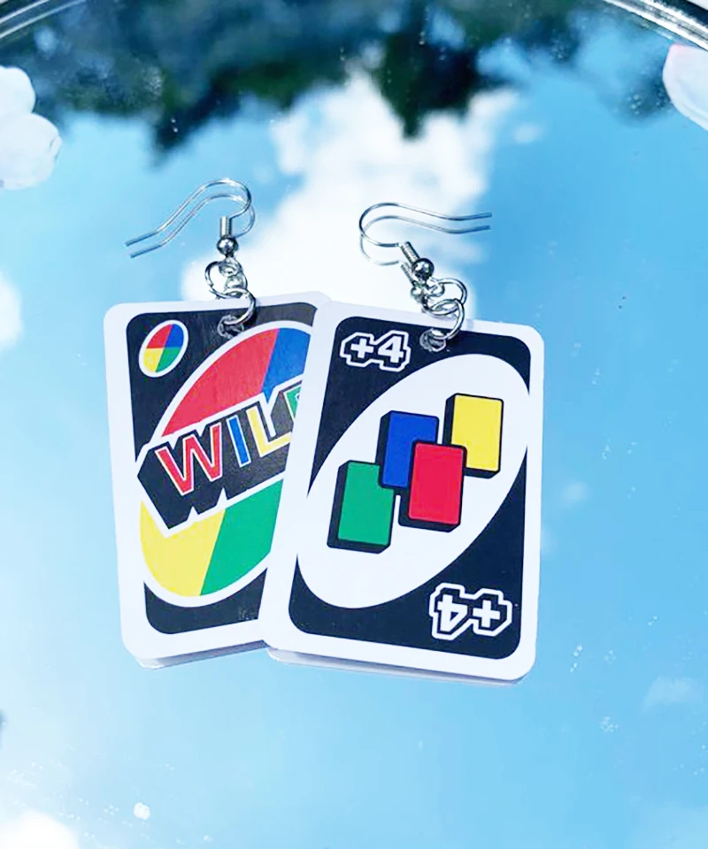 Acrylic Earrings Two-sided Rectangle Drop Earrings Magic Poker Game Card Crafts Dangle Acrylic Jewelry for Girl Woman Gift