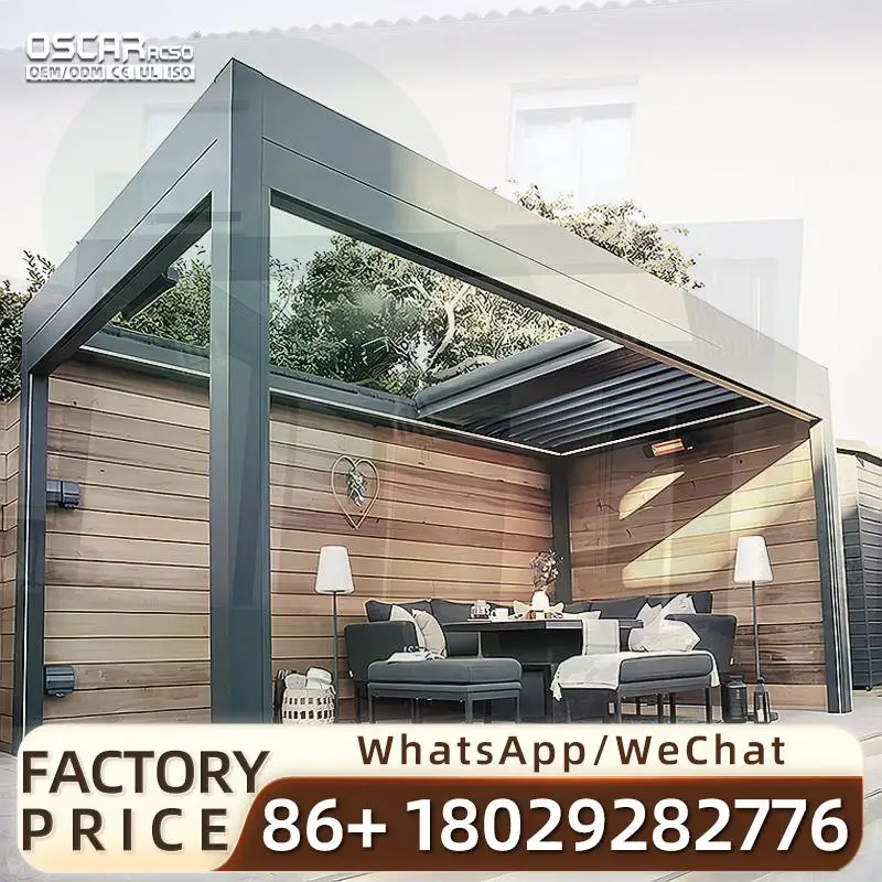 

Моторизованная алюминиевая беседка на крышу с боковыми экранами, водонепроницаемая уличная беседка для сада, патио, беседки на заднем дворе