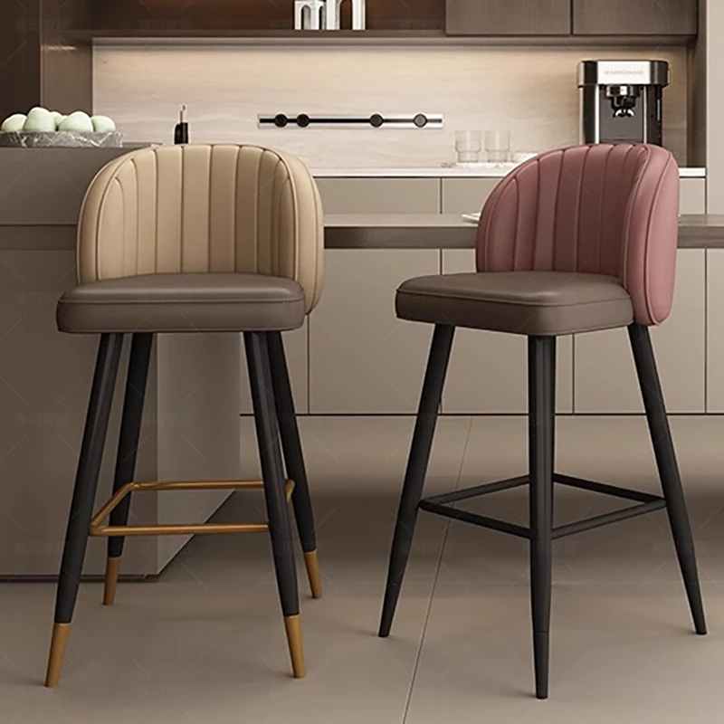 

Simple Back Lounge Bar Stool Stylish Leather Island Nordic Counter Chair Modern Accessoriesv Taburete Alto Luxury Furniture