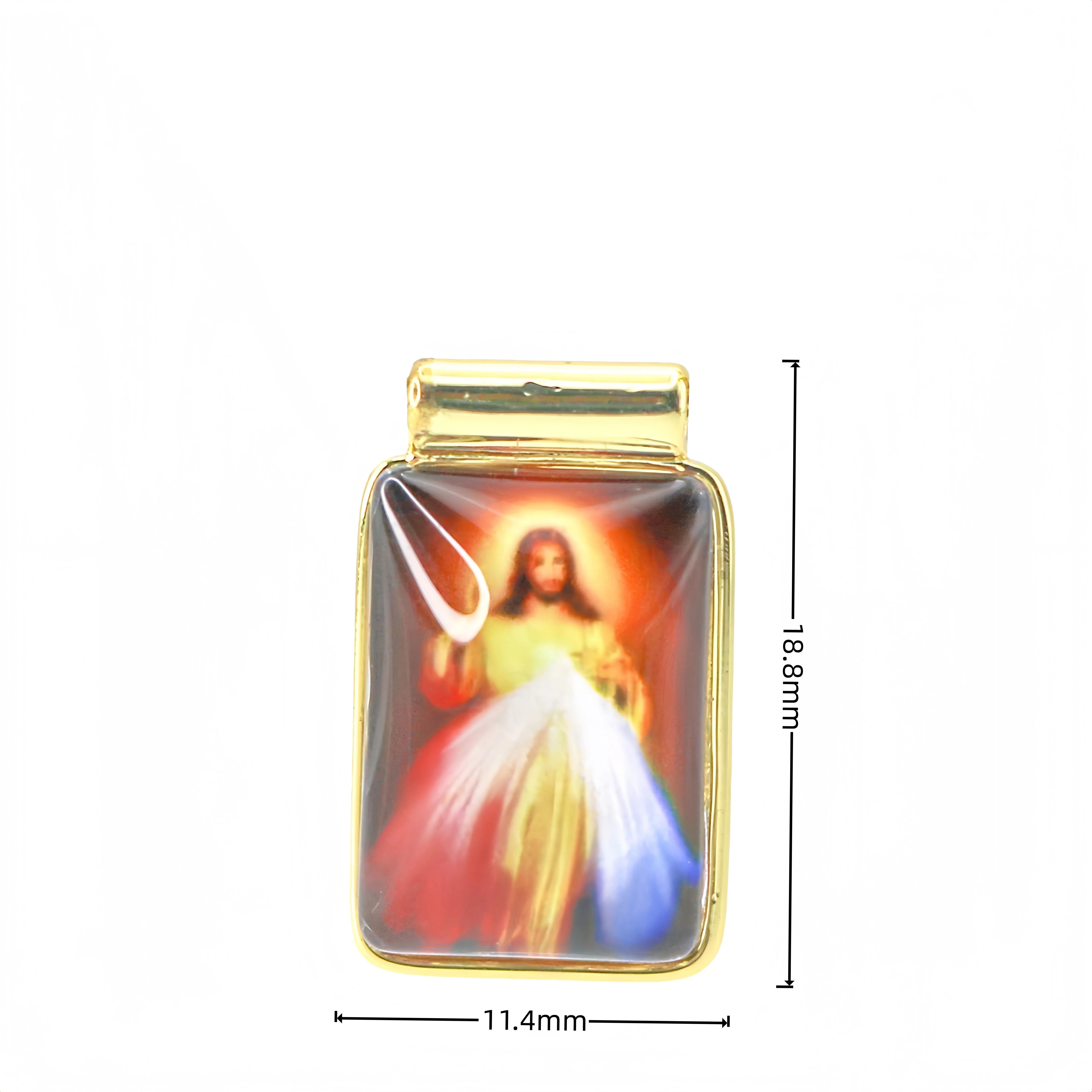 Divine Mercy Jesus Scapular Necklace Box Chain Catholic Religious Pendant Devotional Jewelry First Communion Confirmation Gift