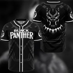 New Black Panther Baseball Uniform Tshirt Mens Black Baseball Uniform Sports T shirt Boys Cool Baseball Uniform Set Party Tshirt