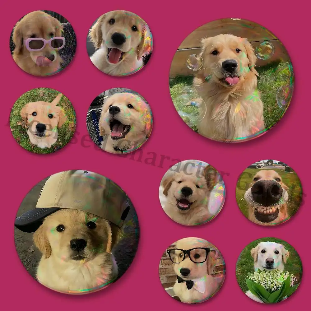 Golden Retriever Custom Badges 75mm 44mm 25mm 32mm 58mm Hat Backpack Accessories Toys Collect Gifts Large