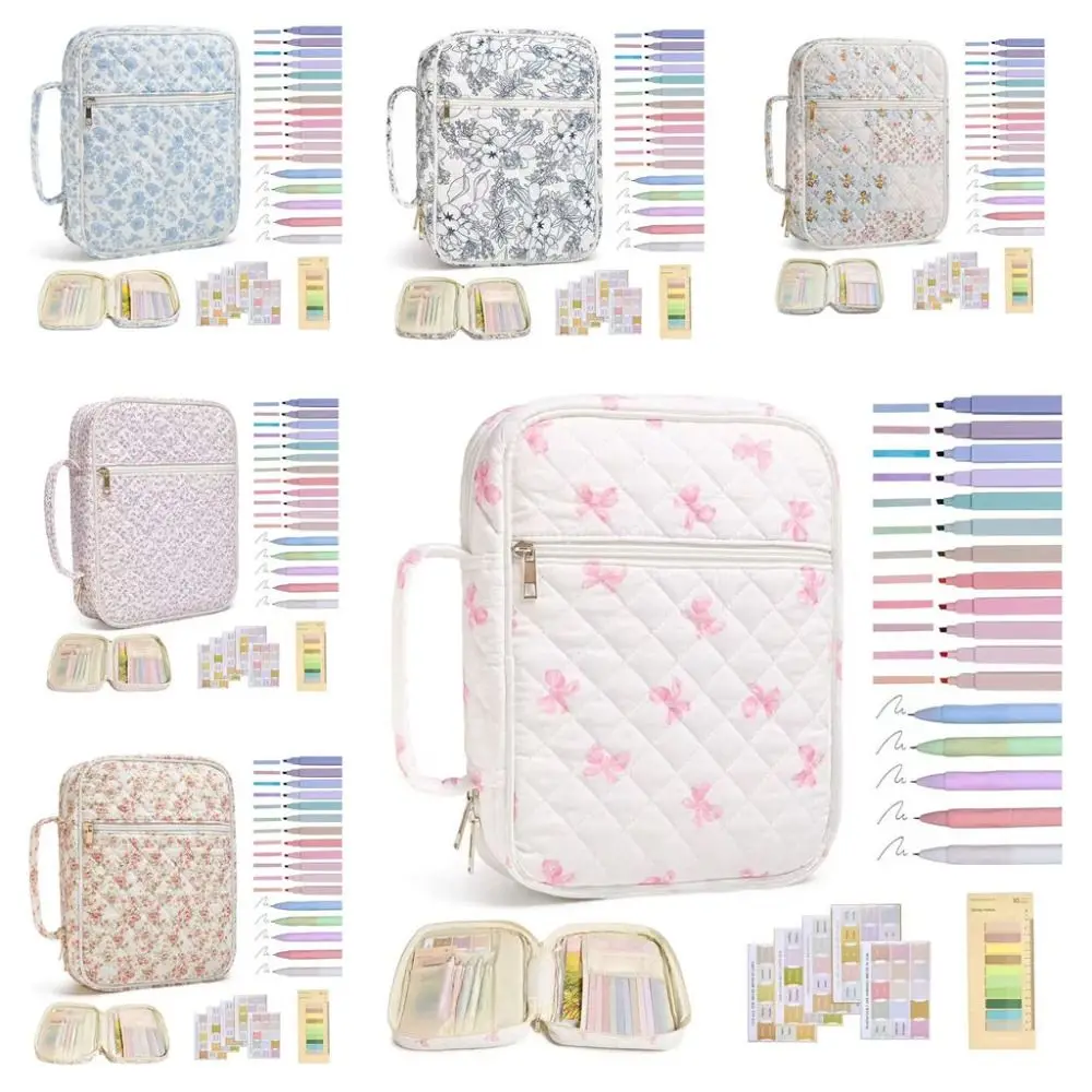 Nouvelle Housse de Bible à Motif Floral avec Poche Zippée et Poignée – Sac de Rangement pour Bible et Prières