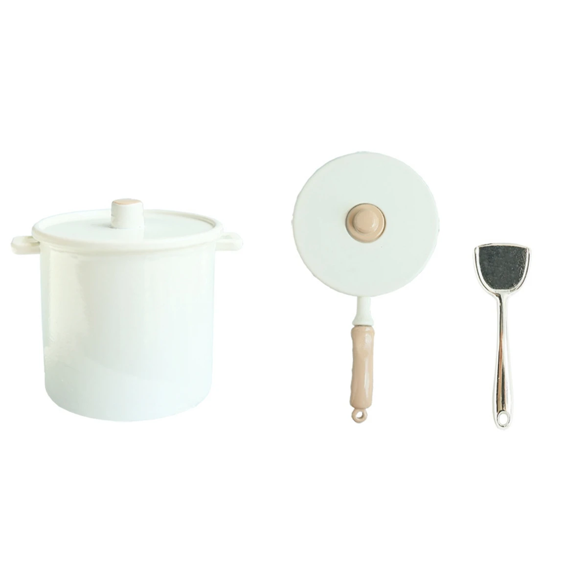 1:6 miniatuur keukengerei kookgerei mini pot ketel pan poppenhuis keukenaccessoires, wit