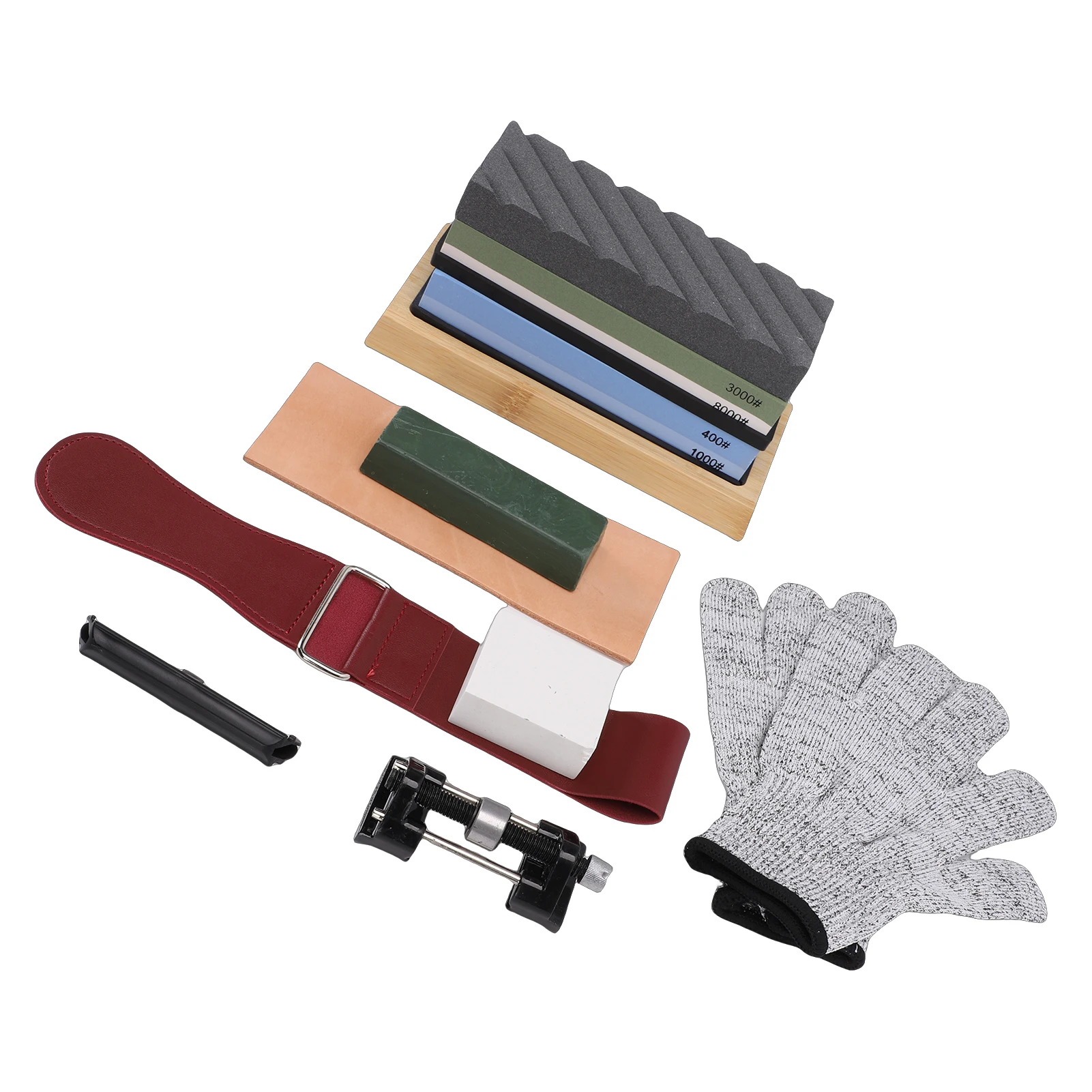 

Dual Sided Whetstone Knife Sharpening Stone Set with Non Slip Rubber Base Bamboo Holder 400 1000 3000 8000 Grit for Kitchen Chef