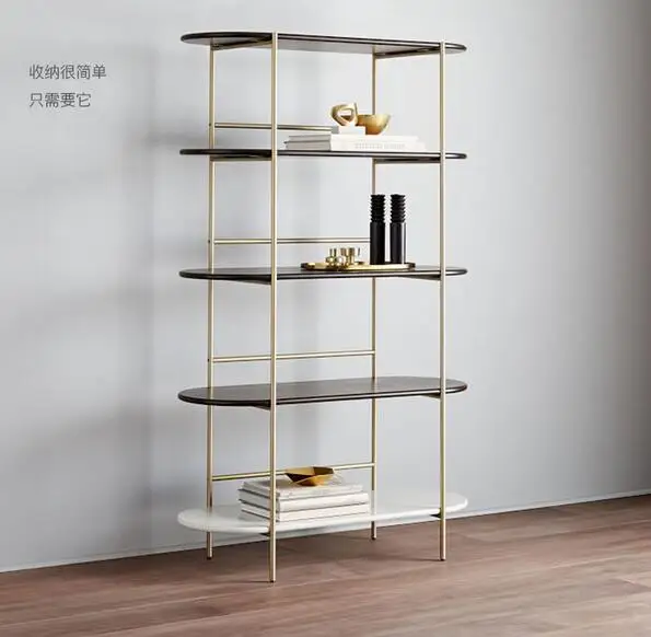 

Luxury bookshelf Nordic stainless steel display shelf living room storage shelf metal shelf floor iron decorative bookcase