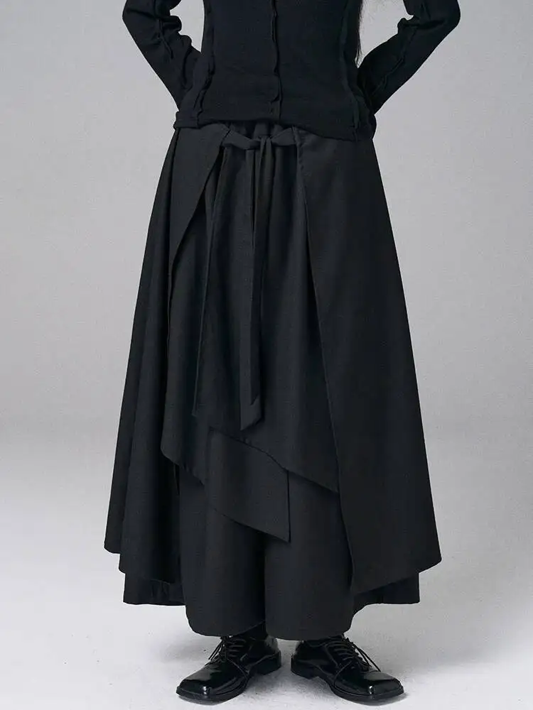 High Elastic Black Waist Bandage 2 Layers Wide Leg Pants New Trousers Women Fashion Spring Autumn 2026 1DJZEXJ