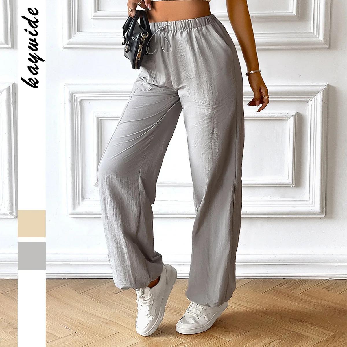2025年春夏新作 カジュアル シンプル ウィンドタイド フィートロングパンツ レディース ワイドレッグパンツ