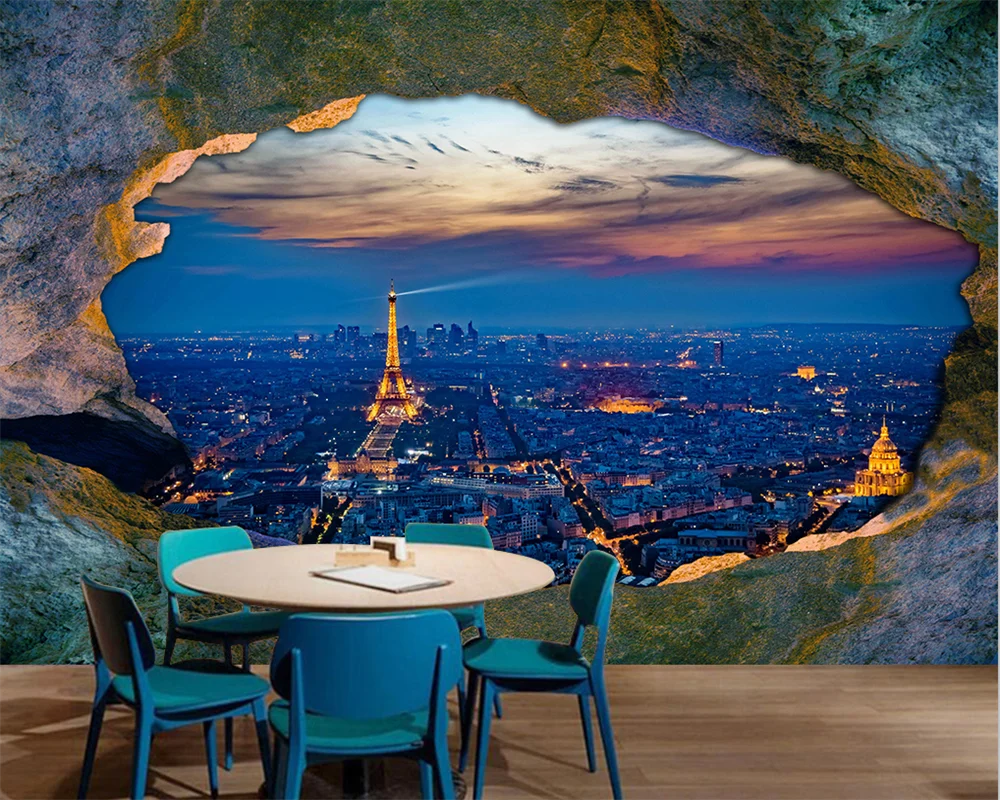 

beibehang Custom papel de parede modern new style cave stone city night view bedroom living room large background wallpaper