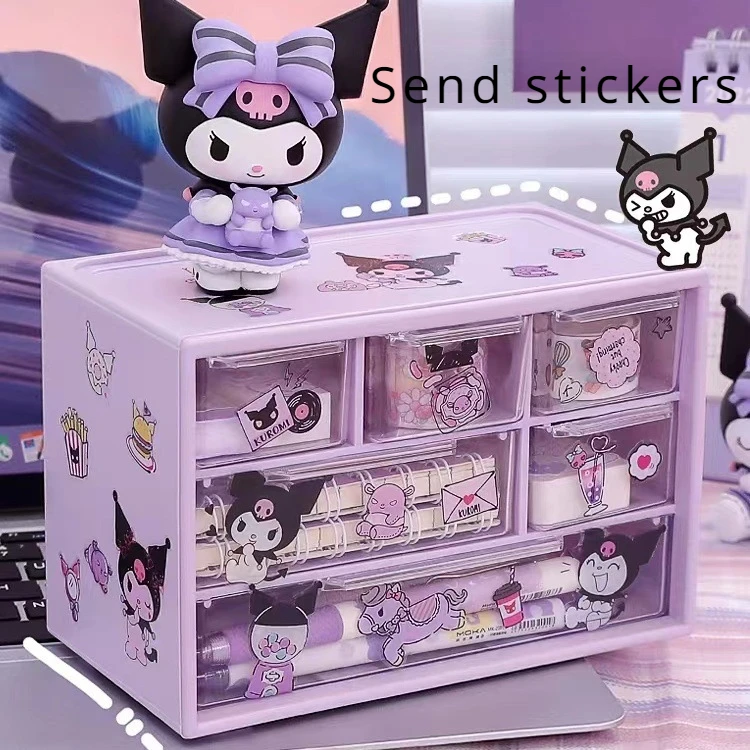 Anime Sanrio Kawaii Storage Box Kuromi Melody Cinnamoroll fai da te cassetto caso giocattoli Pochacco gioielli scaffale compleanno regali per studenti