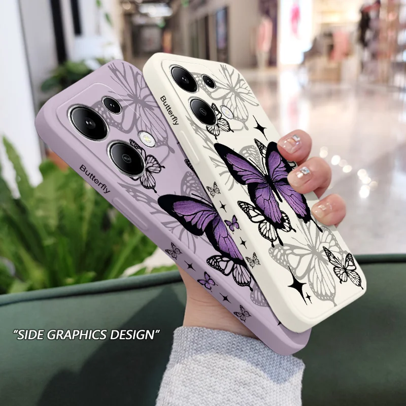 Flying Butterfly Phone Case For Xiaomi Redmi Note 14 13 12 12S 11 11S 10 10S 9 9S Pro Plus 4G 5G Liquid Silicone Cover