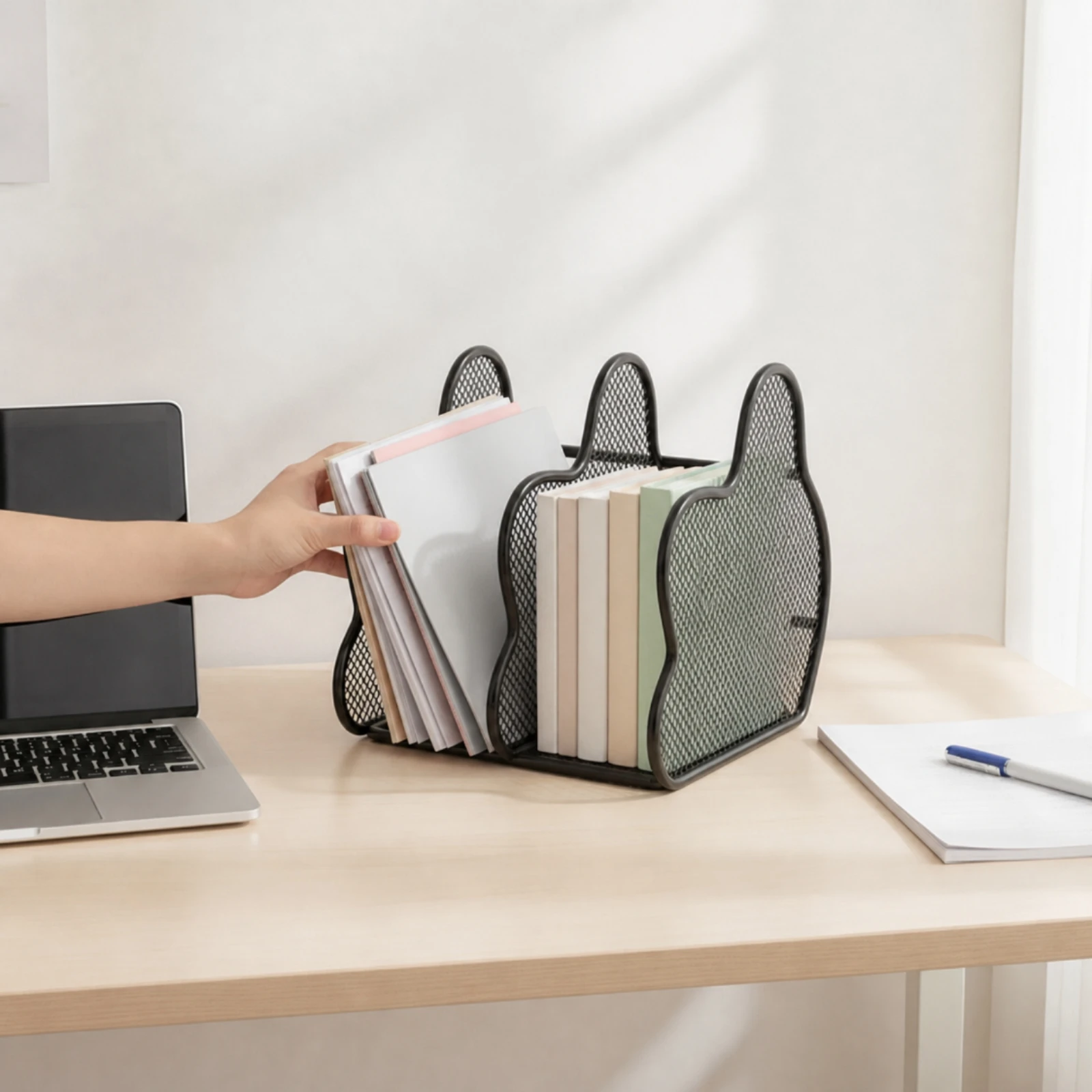 Upright Mesh Desktop Organizer Large Vertical File Organizer Metal File Holder Sturdy Freestanding for Professionals