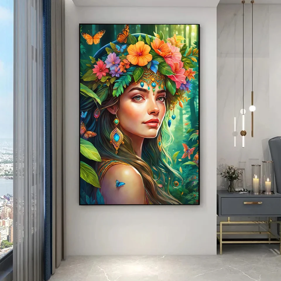 Diy Full Mosaic Art Woman Flower Diamond Painting New Collection 2024 Girl Rhinestone Embroidery cross stitch Picture Wall Decor