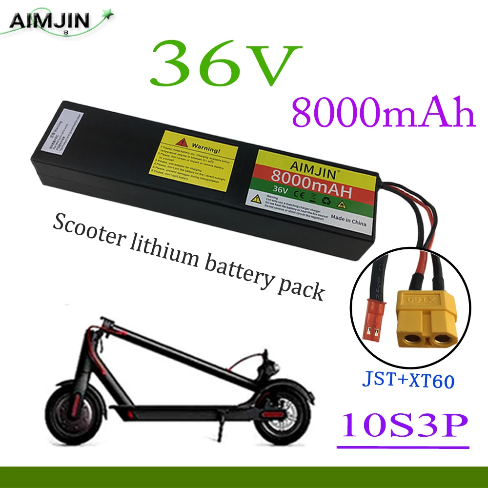 

Lithium battery for electric scooters, 10S3P, 36V, 8000mAh, 18650 Lithium Battery Pack 500W BMS M365