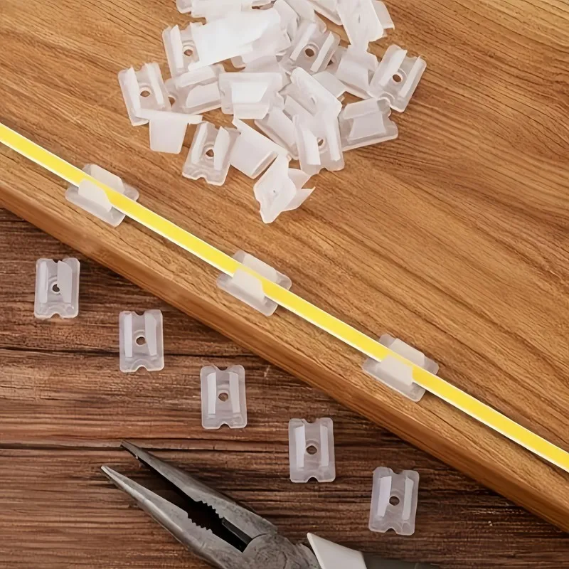 99 pcs LED Strip Fixing Clips, Transparent Adhesive, for Living Room, Ceiling and Bedroom Lighting, Waterproof, Easy Install