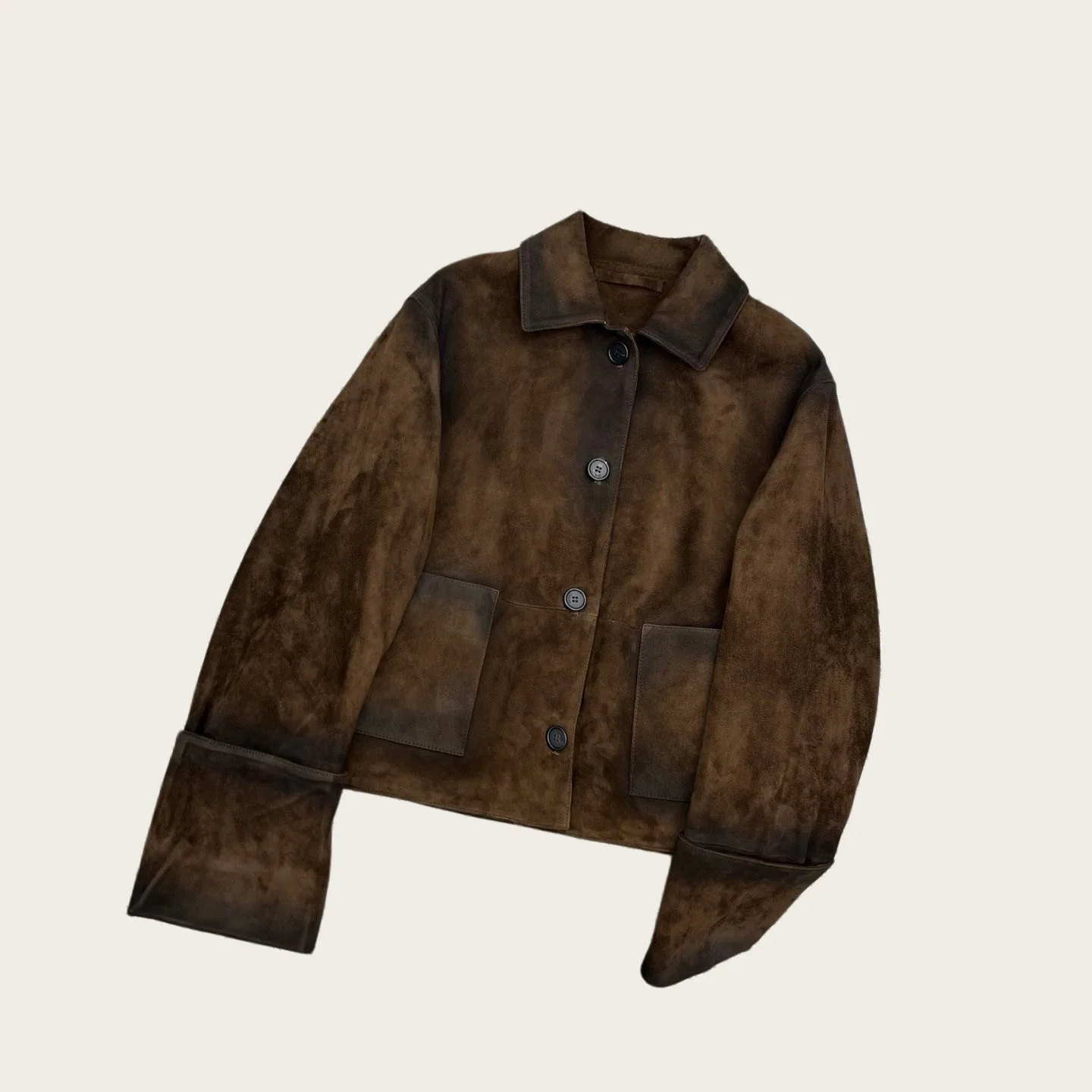 Women's Retro Brown Lapel Suede Jacket