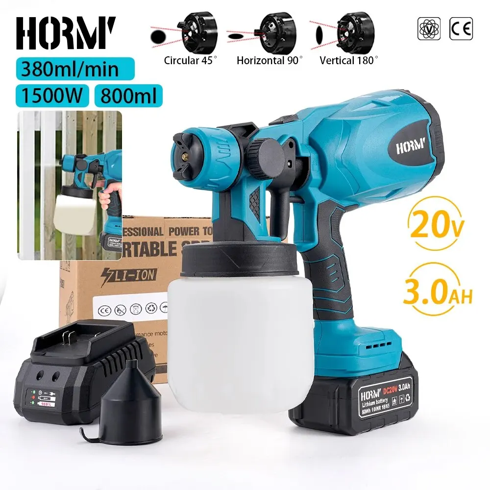 Hormy Electric HVLP Spray Gun Cordless Paint Sprayer Cars Furniture Steel Coating Airbrush Home DIY Tools For Makita 18V Battery