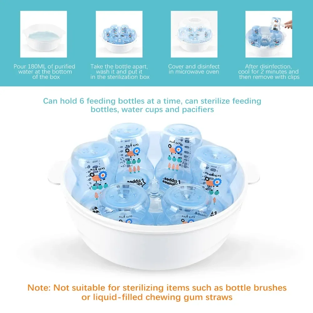 Microwave Steam Sterilizer for Baby Bottles Temperature Nipple Sterilizer Bottle Holder Storage Box Baby Bottle Warmer BPA Free